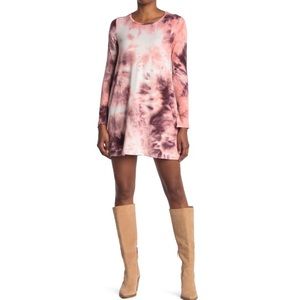 Love, Fire Tie Dye Long Sleeve T-Shirt Dress Size Small